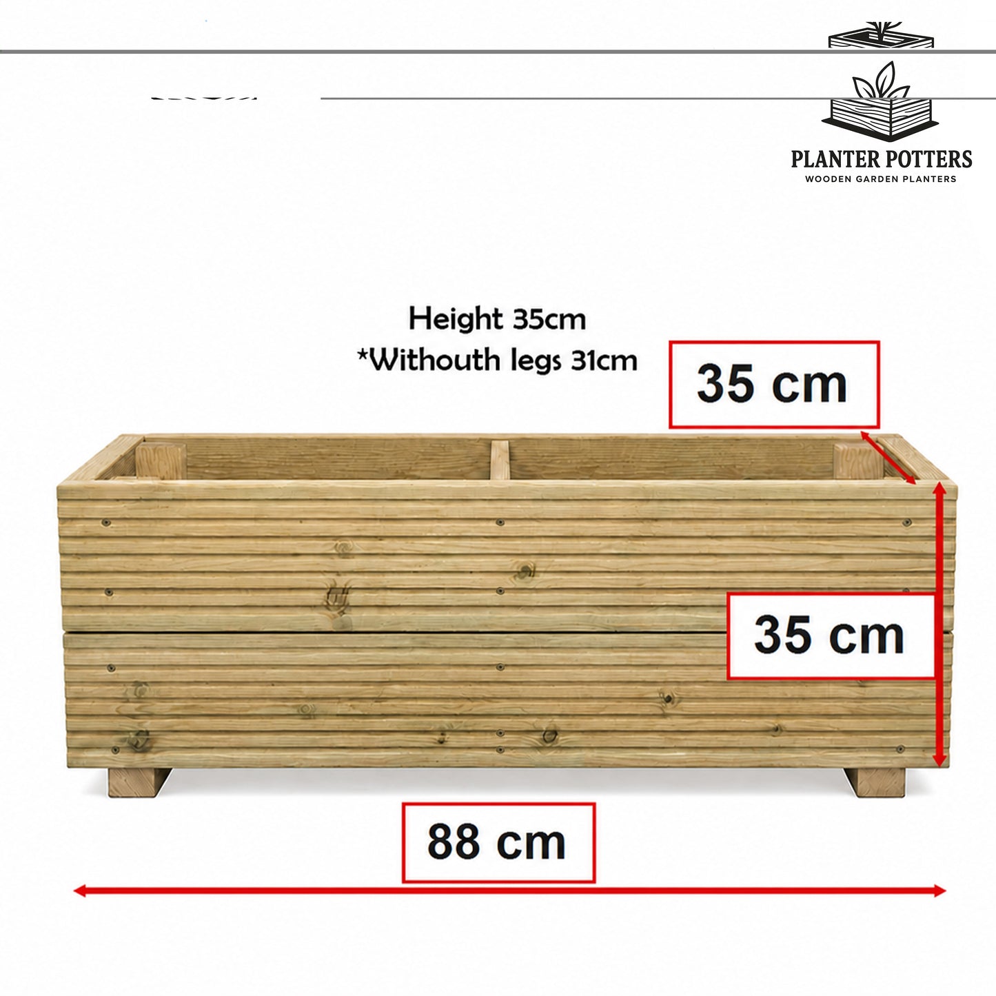 Large Decking Patio Planter With Central Divide – Pressure-Treated Outdoor Garden Planter 88 × 35 × 33 cm