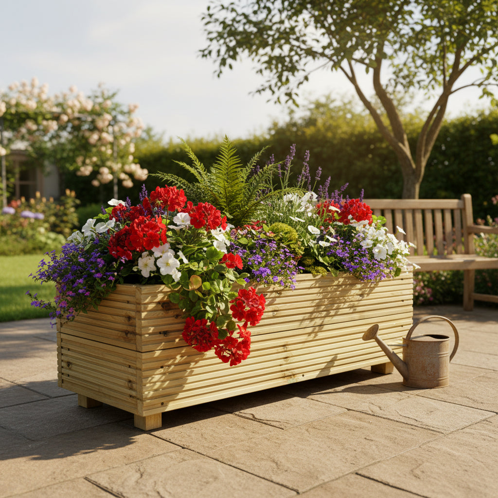 1 Meter Wooden Decking Planter – 100 × 35 × 33 cm