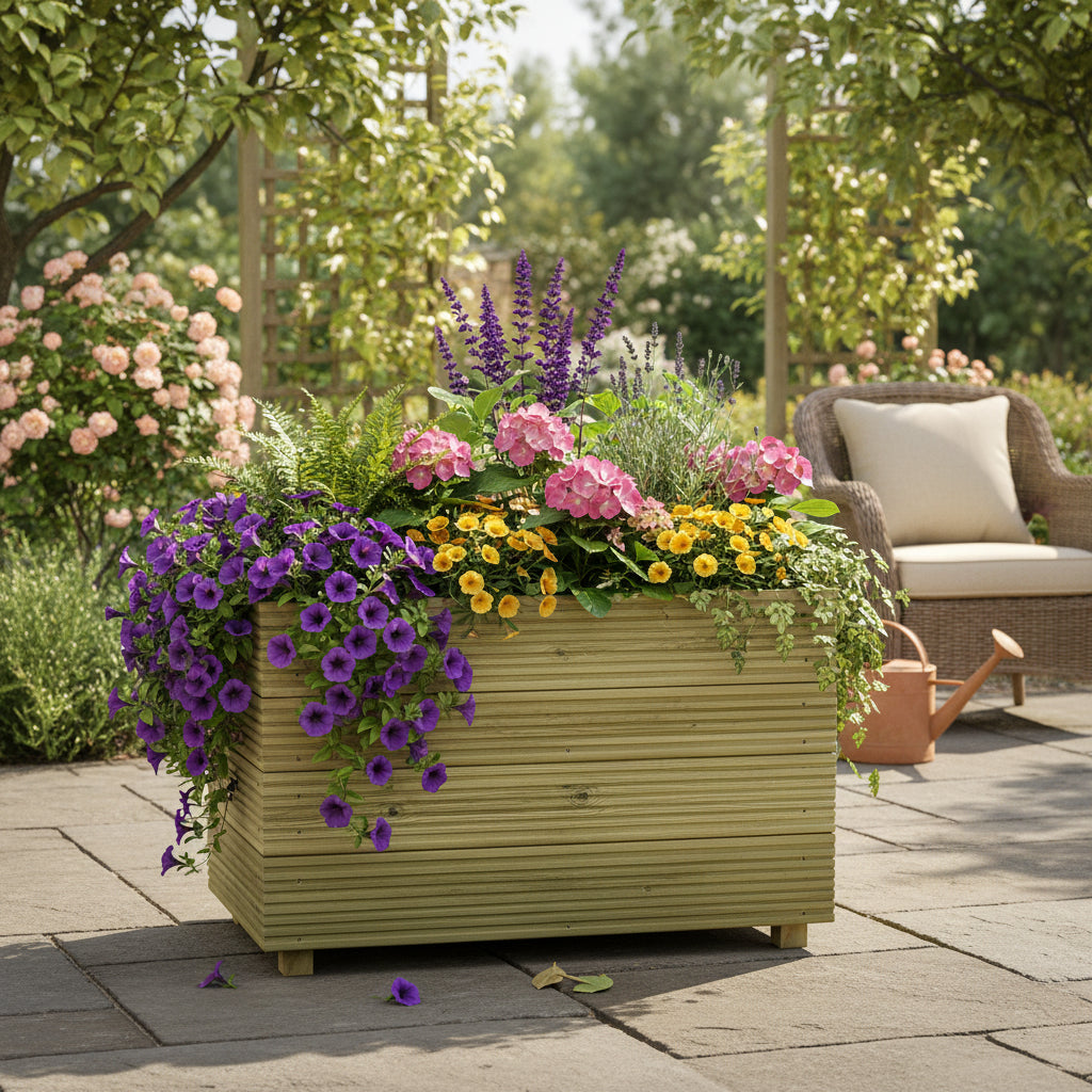 Tall 1-Meter Wooden Decking Planter – 100 × 35 × 63 cm
