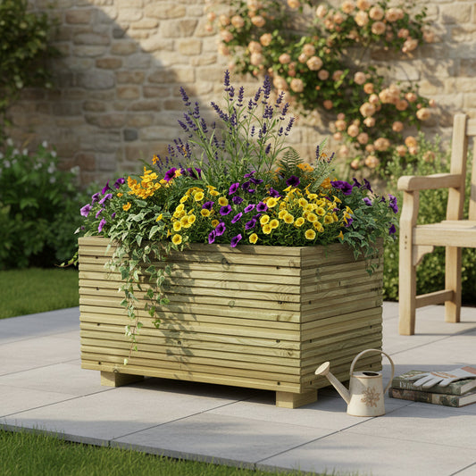 Medium Wooden Decking Planter – 57 × 35 × 33 cm