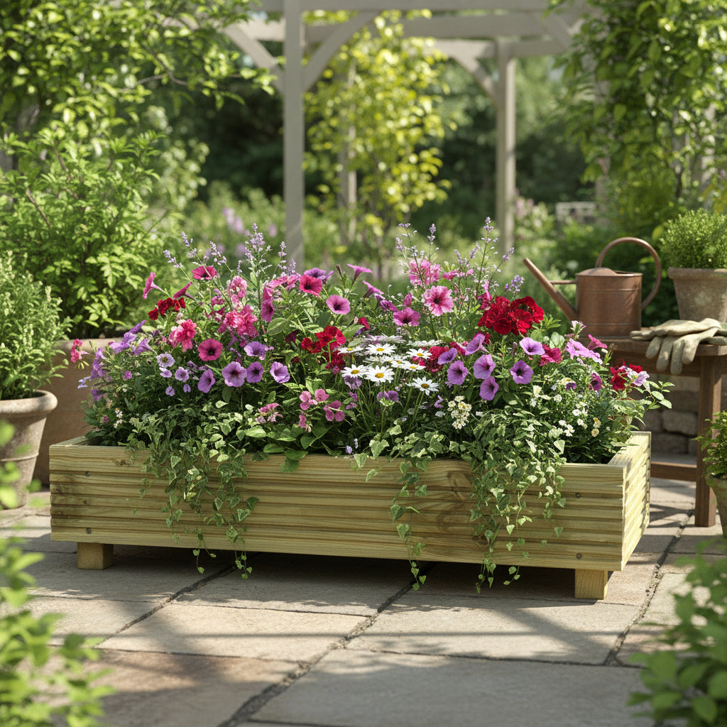 (set of 2) Single level Large Decking Patio Planter - 88 × 35 × 18 cm