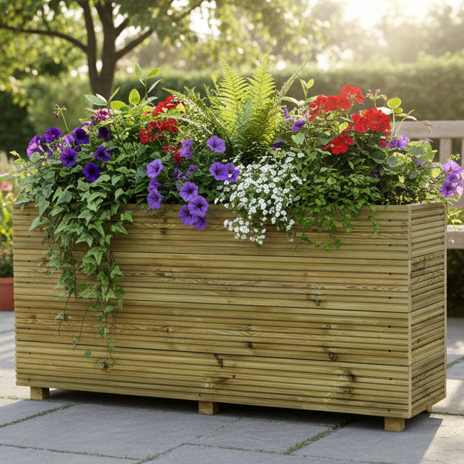 Tall 4 ft Long Wooden Decking Planter – 120 × 35 × 63 cm