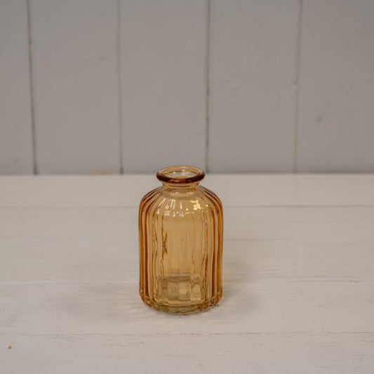 Cognac Ribbed Glass Bottle D6.3 x H10cm