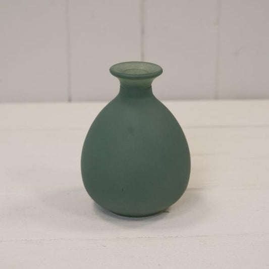 Matt Green Glass Bud Vase D9.2 x H12cm  Weight-240g CL