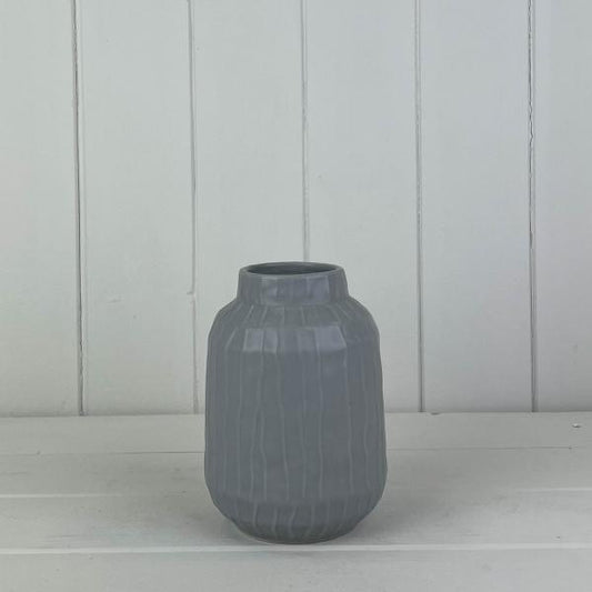 Glazed Pastel Grey Vase (14cm) H14.2cm D10.1cm