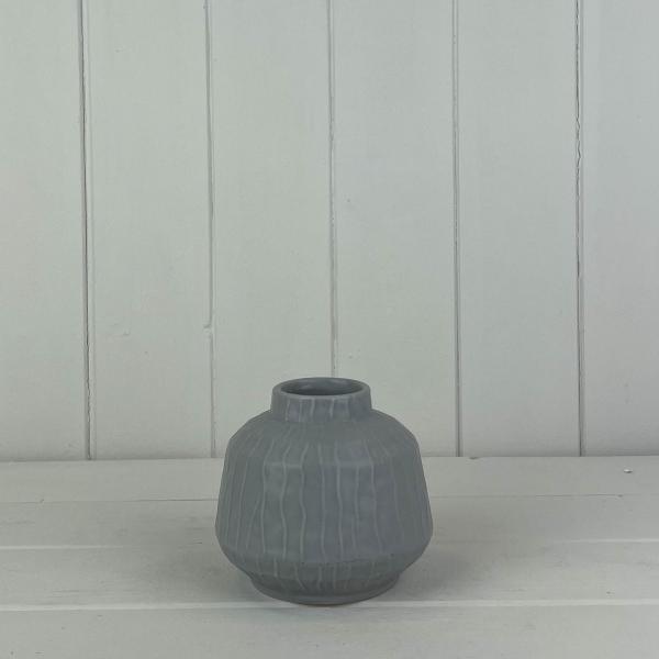 Glazed Pastel Grey Vase (9.5cm) H9.6cm D11cm
