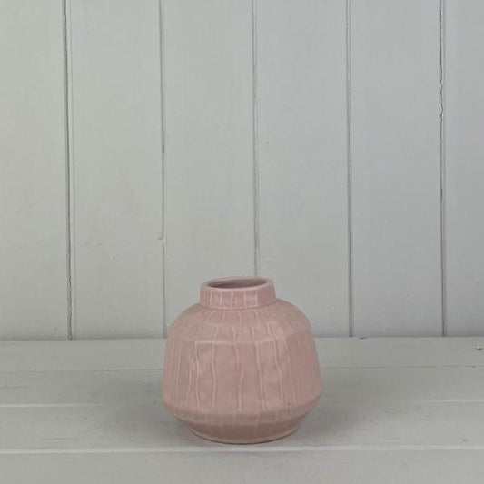 Glazed Pastel Pink Vase (9.5cm) H9.6cm D11cm