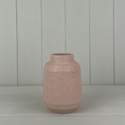 Glazed Pastel Pink Vase (14cm) H14.2cm D10.1cm