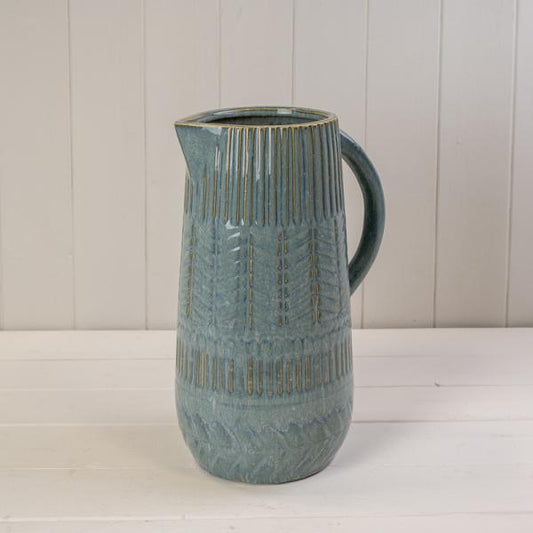 Blue Ceramic Jug (31.5cm) T15 x 13 x H31.5cm