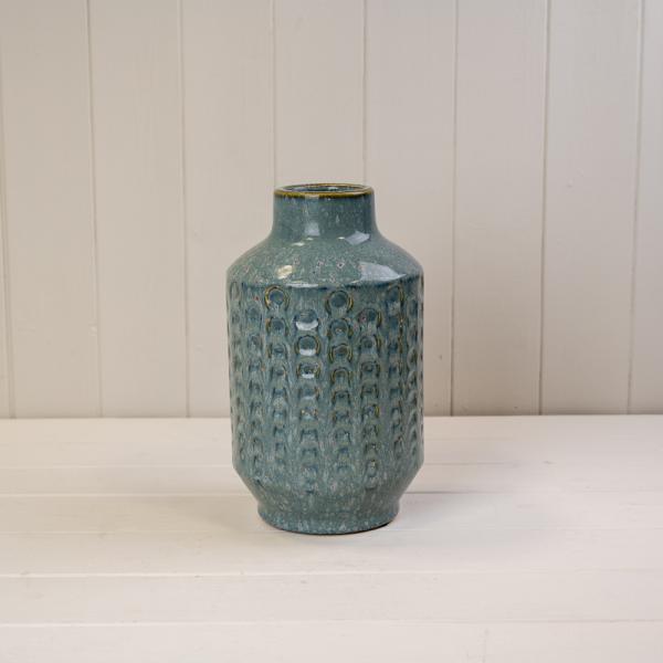 Blue Ceramic Vase TD(ext)7.5/ (int)5.5 x BD10.5 x H25cm Largest D14cm  Weight-1190g