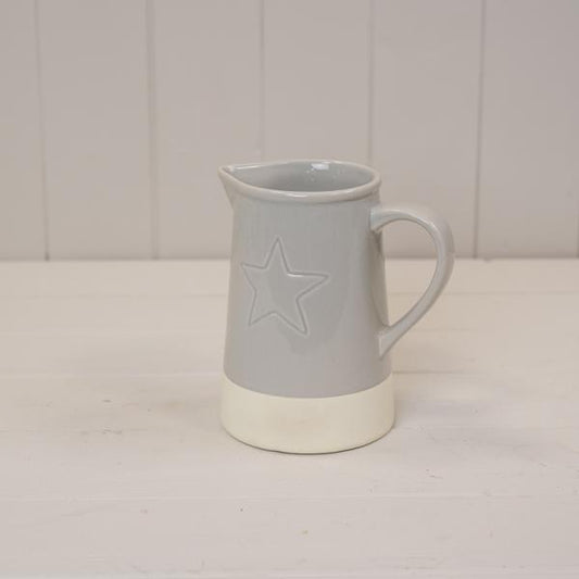 Grey Debossed Star Jug TD10.5x8.5cm H15.3cm B10.5cm