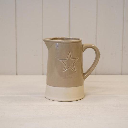 Warm Grey Debossed Star Jug TD10.5x8.5cm H15.3cm B10.5cm