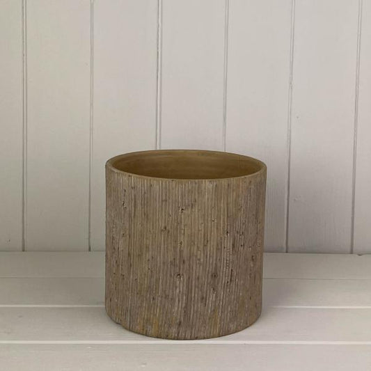 Pebble Stone Cylinder Pot TD25cm H22cm