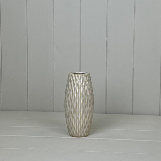 White Ceramic Honeycombe Vase H15.5cm Dia7.5cm  Weight-320g