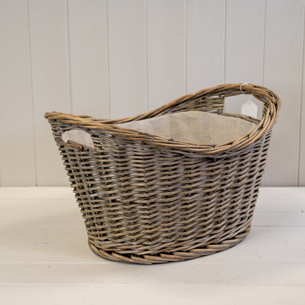 Oval Log Basket with Ears T44x32xH20/27xB33x23cm  Weight-562g
