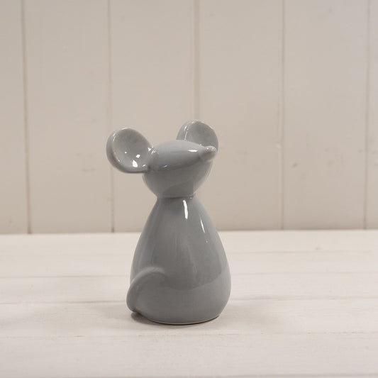 Medium Grey Ceramic Mouse H14.5 X L10.4 cm