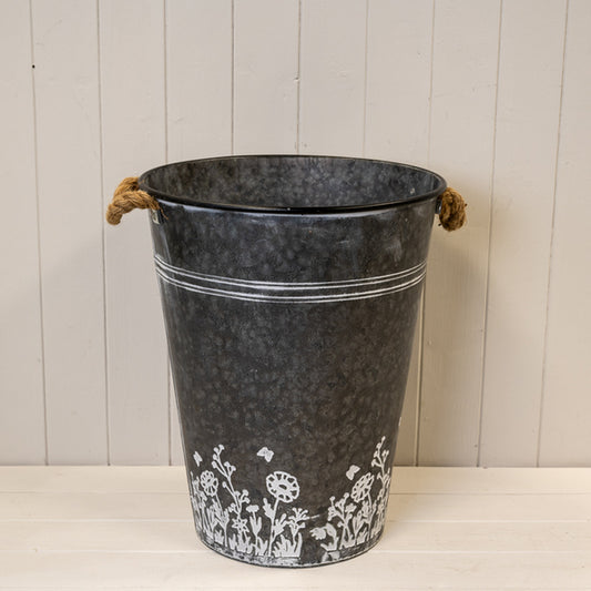 Zinc Planter Flower Design TD37cm H46cm