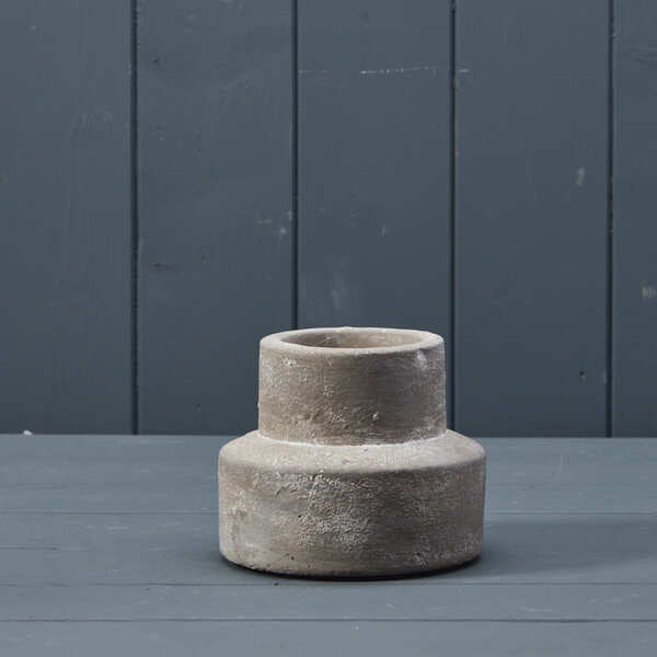 Cement Candle or Tealight Holder TH10.5cm TD(ext)8.5/(int)6.3 x BD12 x H4.5/10.5cm
