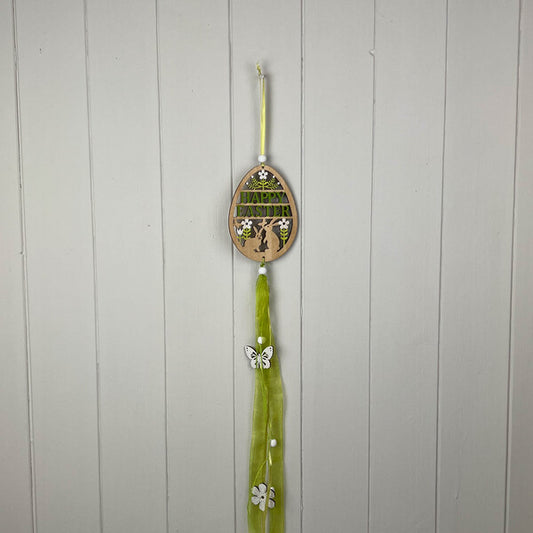 Egg with Rabbit Spring Garland 8.7cm x 15cm x 0.5cm TH60cm