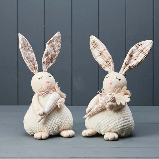 Mixed Tartan and Floral Rabbits H29 W14 D13