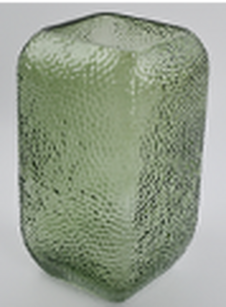 Vintage Green Dimpled Square Vase