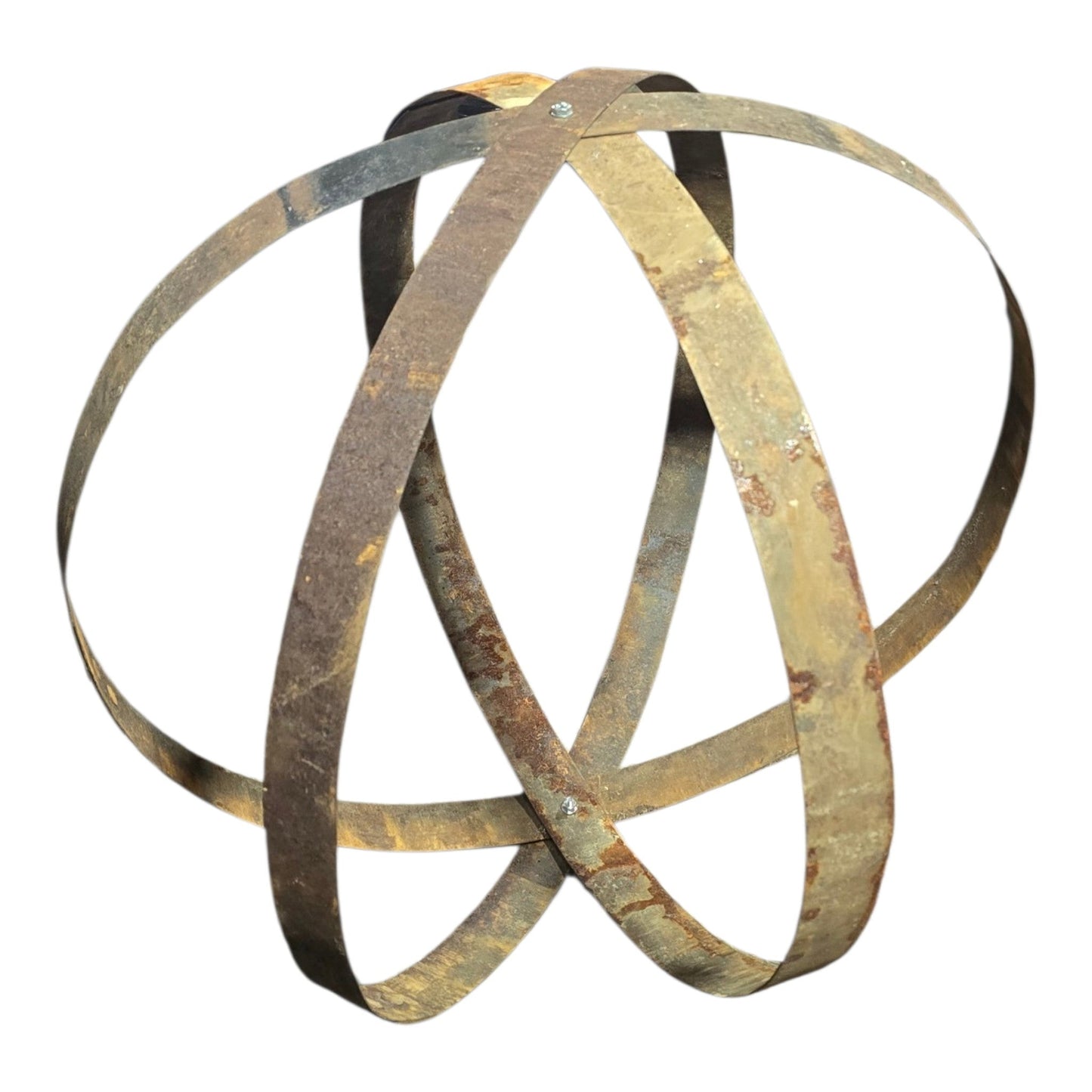 Rustic Steel Fire Pit Log Holder Orb – Garden Sculpture Ball