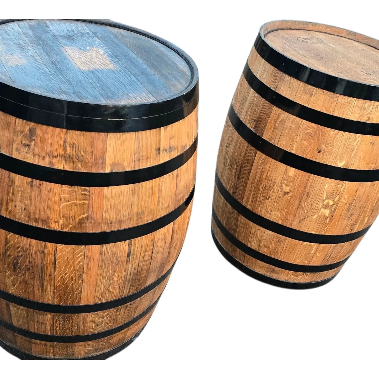 Reclaimed Oak Whisky Barrel Bar Table – Rustic Garden & Home Bar Furniture