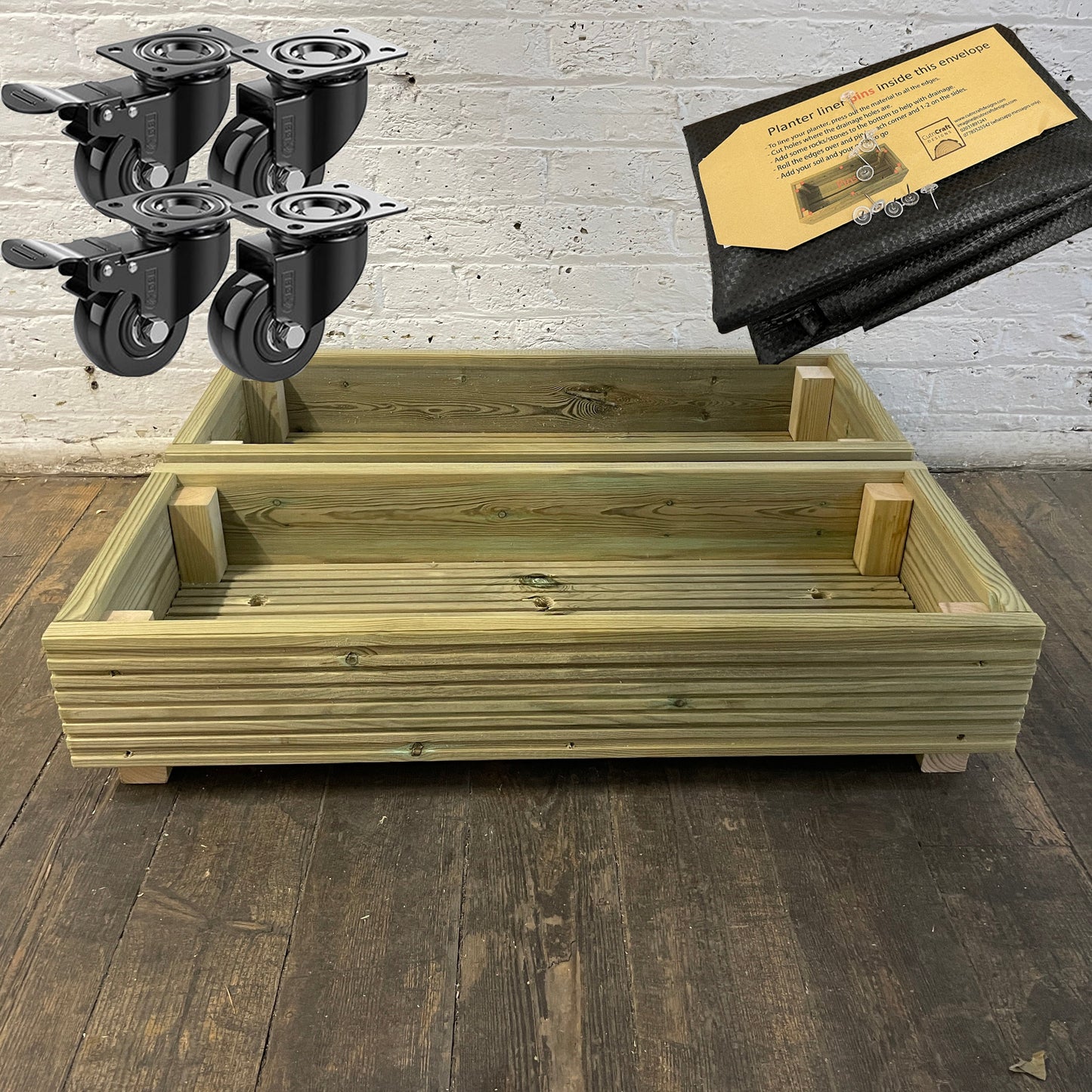 (set of 2) Single level Large Decking Patio Planter - 88 × 35 × 18 cm