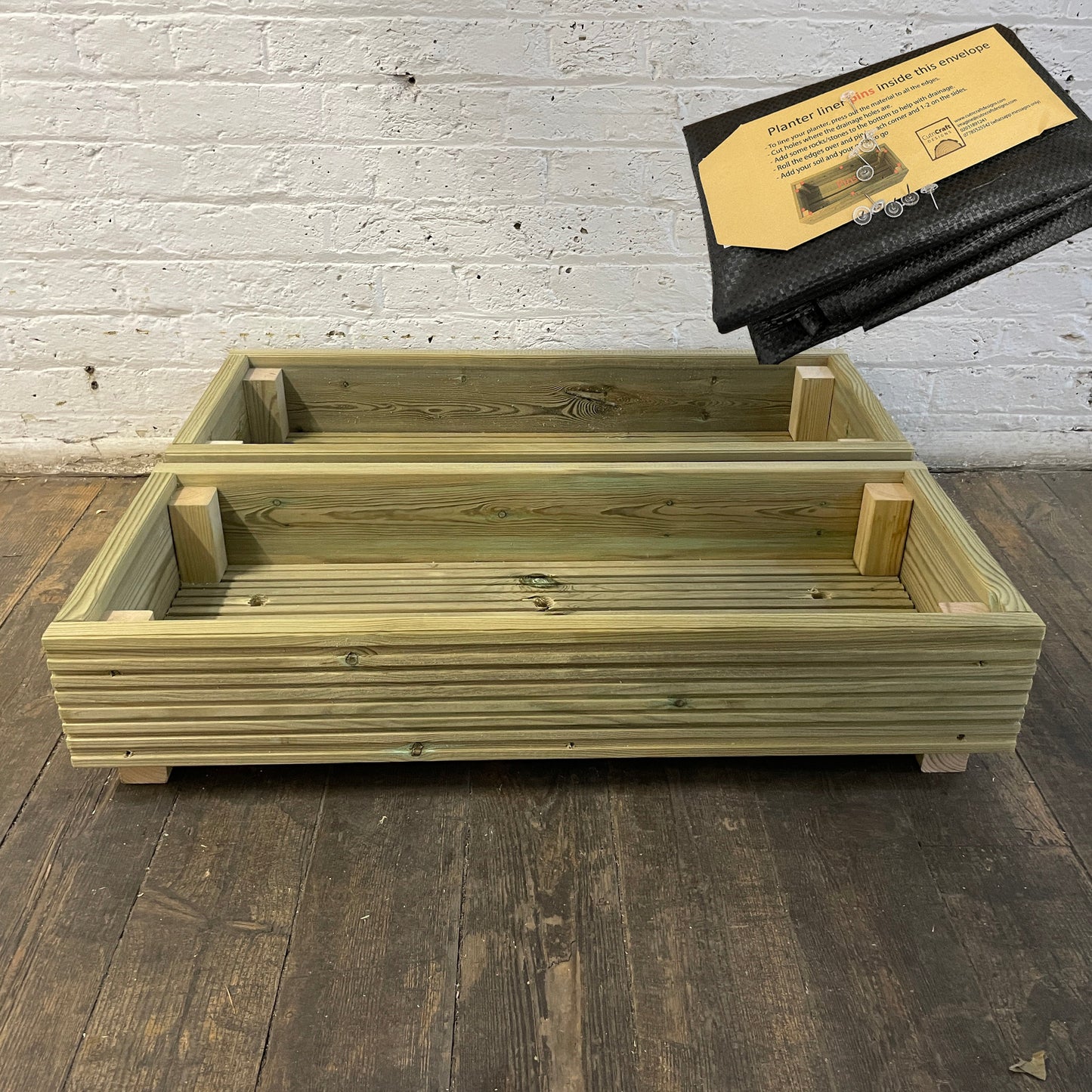 (set of 2) Single level Large Decking Patio Planter - 88 × 35 × 18 cm
