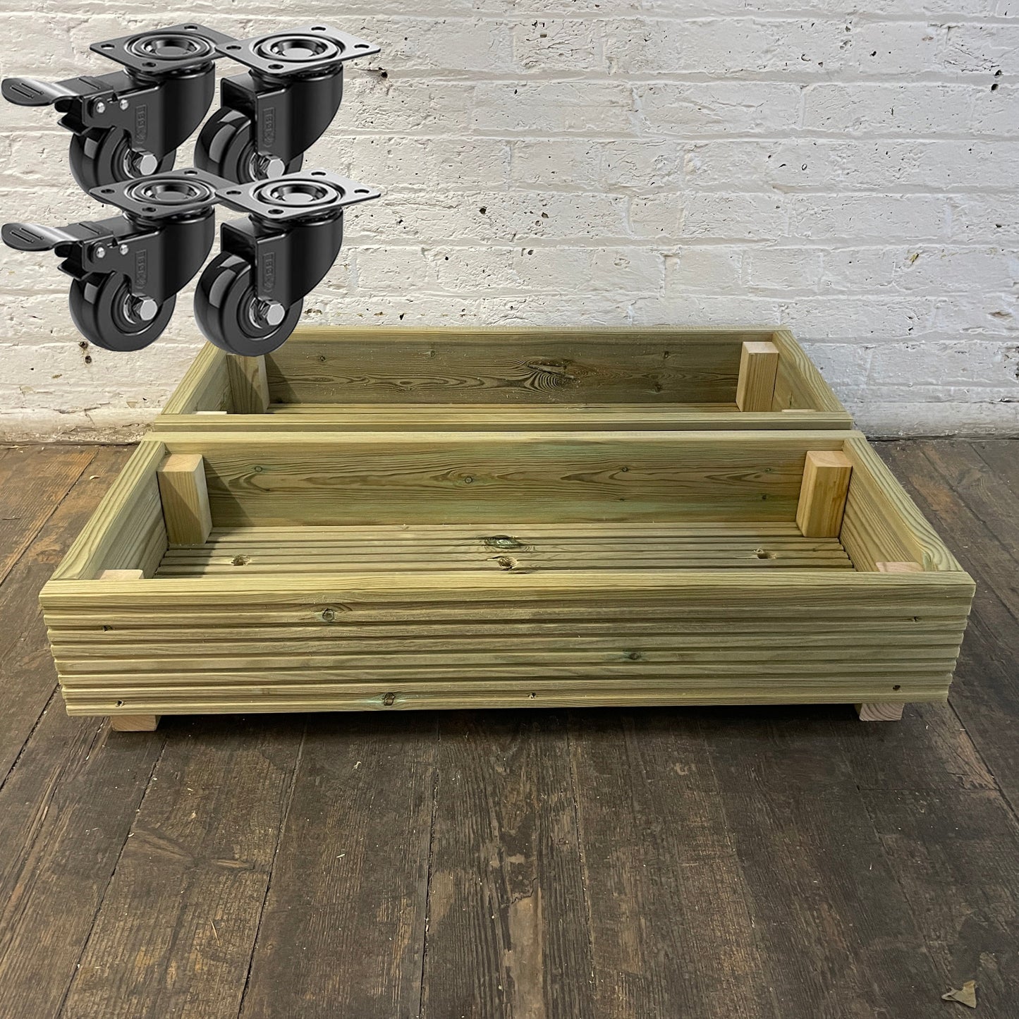 (set of 2) Single level Large Decking Patio Planter - 88 × 35 × 18 cm