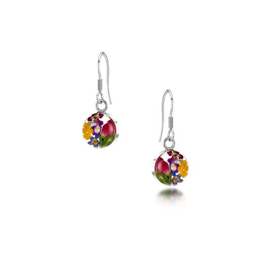 Mixed Flower Round Drop Earrings
