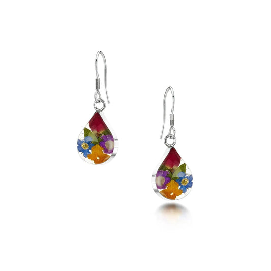 Mixed Flower Teardrop Dangle Drop Earrings