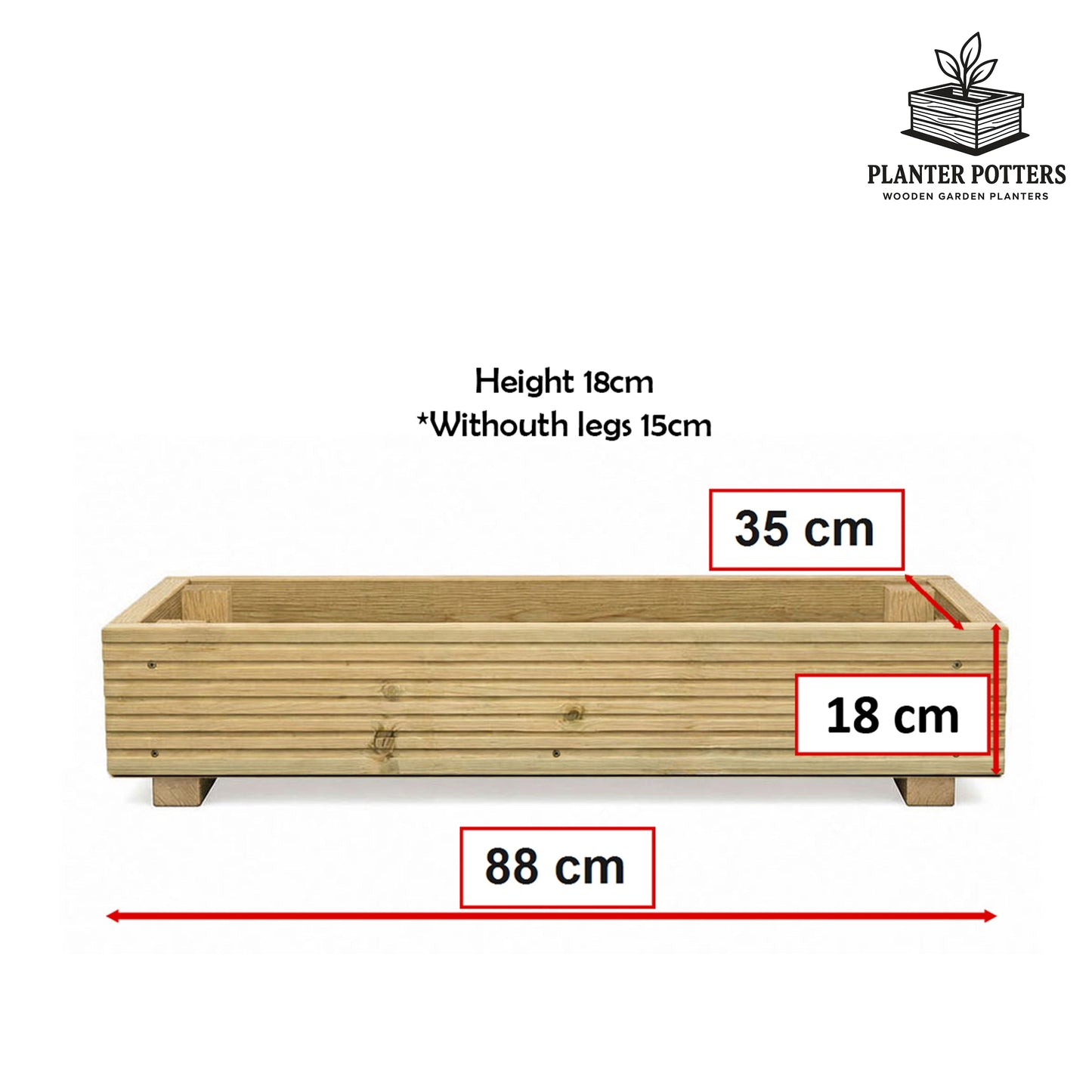 (set of 2) Single level Large Decking Patio Planter - 88 × 35 × 18 cm