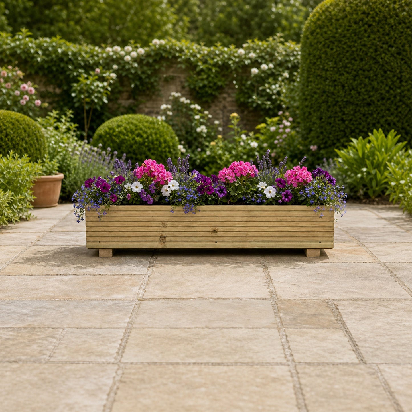 (set of 2) Single level Large Decking Patio Planter - 88 × 35 × 18 cm
