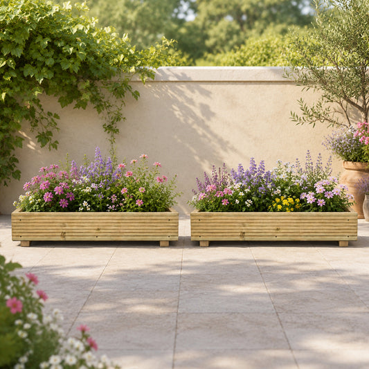 (set of 2) Single level Large Decking Patio Planter - 88 × 35 × 18 cm
