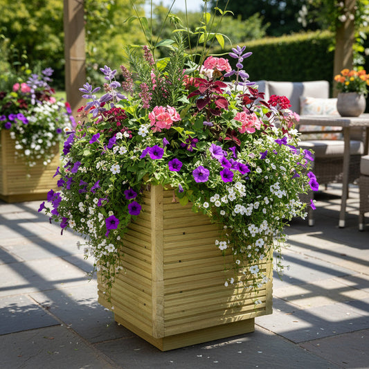 Small Square Wooden Decking Planter – Pressure-Treated Outdoor Herb & Patio Planter 35 × 35 × 47 cm