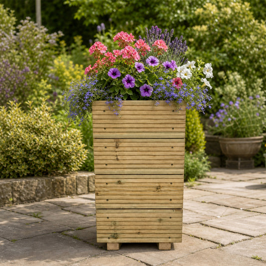 Small Tall Wooden Decking Planter – 35 × 35 × 63 cm