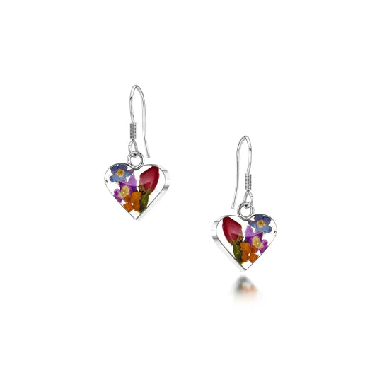 Mixed Flower Heart Drop Earrings