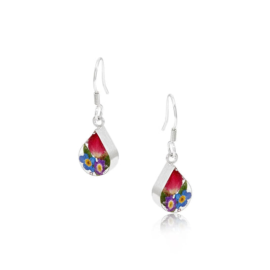 Mixed Flower Teardrop Dangle Drop Earrings