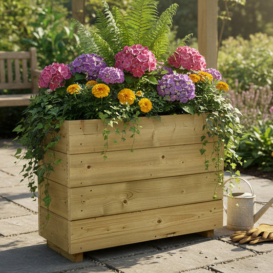 Tall Smooth Wooden Decking Patio Planter –  88 × 35 × 63 cm