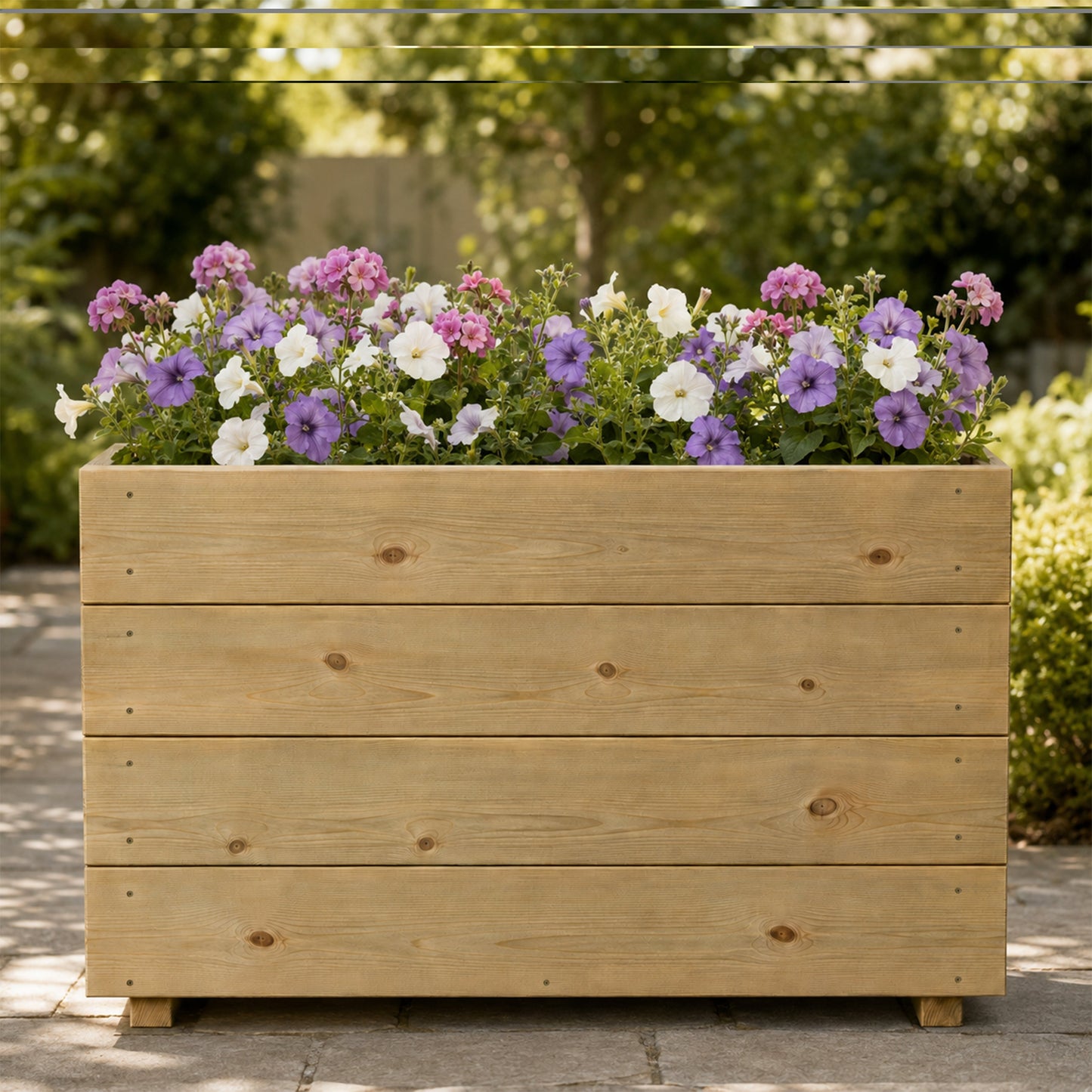 Tall Smooth Wooden Decking Patio Planter –  88 × 35 × 63 cm