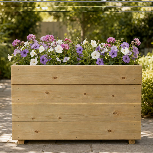 Tall Smooth Wooden Decking Patio Planter –  88 × 35 × 63 cm