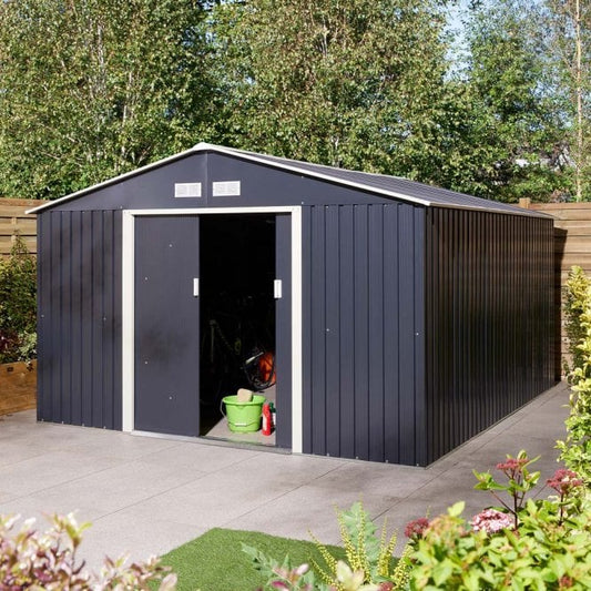 Rowlinson Trentvale 10' x 12' Metal Apex Shed Dark Grey