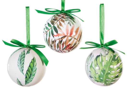 Tropical Grass Decoupage Baubles 75mm