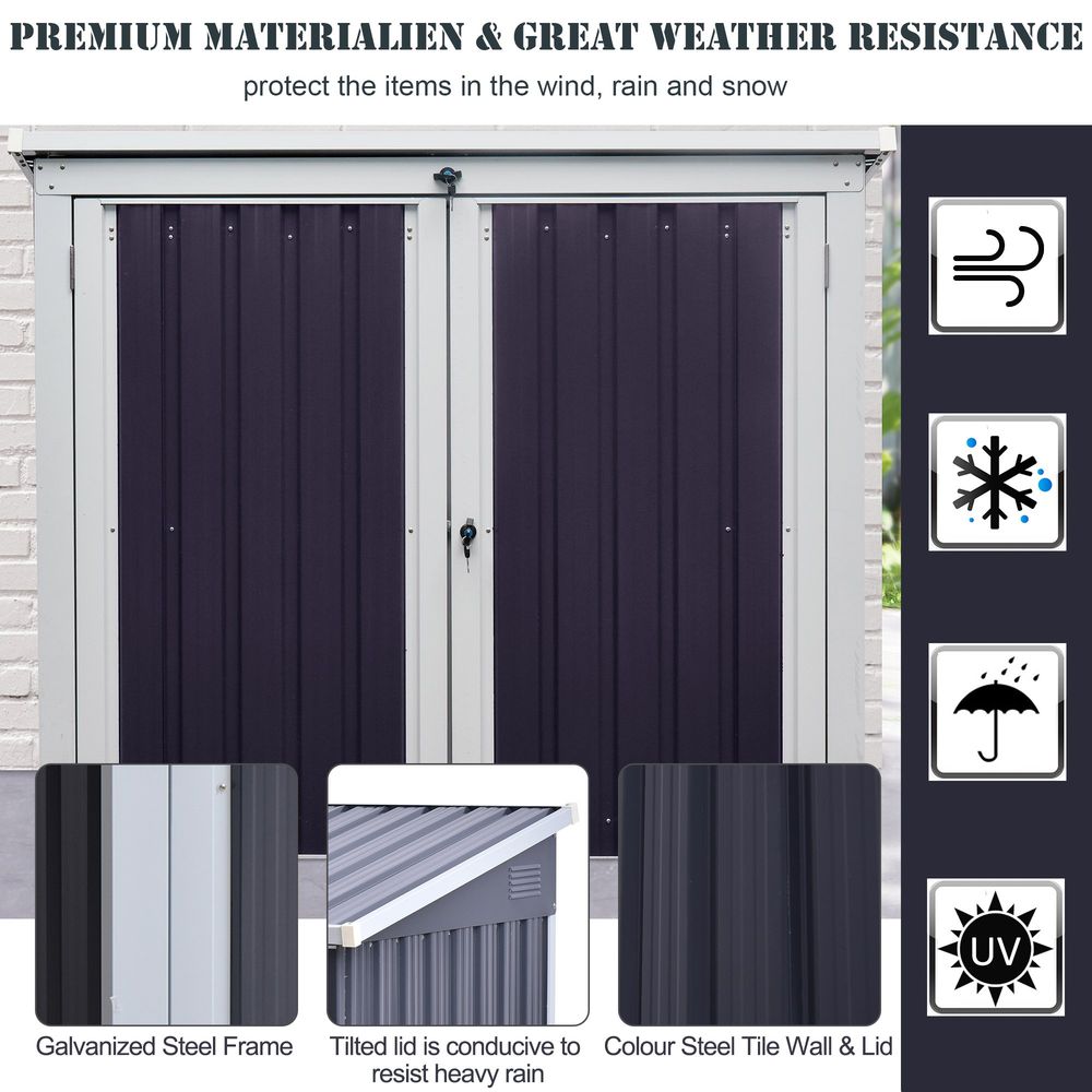 Heavy-Duty Steel Garden Storage Shed | Double Door & Lid | Trash Can Cover