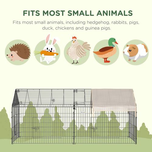 PawHut Chicken Run Coop with Cover, Outdoor Poultry Shade Cage, Beige