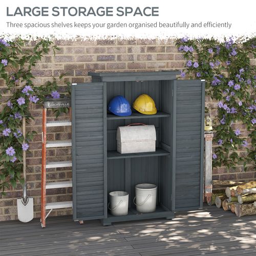 Outsunny Wooden Garden Storage Shed, 3 Shelves Tool Cabinet