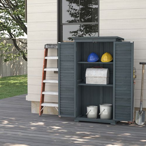 Outsunny Wooden Garden Storage Shed, 3 Shelves Tool Cabinet