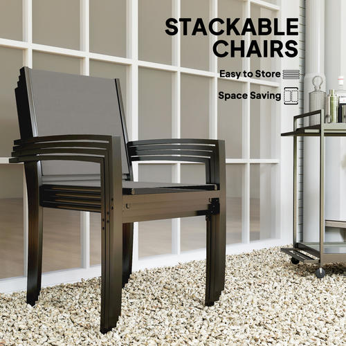 Outsunny 5 Piece Garden Furniture Set with Round Table & 4 Stackable Chairs