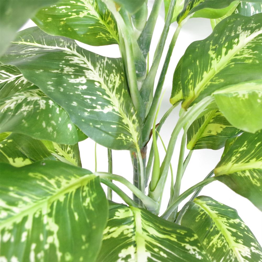 100cm Large Fox's Aglaonema Tree | Artificial Plant with Silver Metal Planter